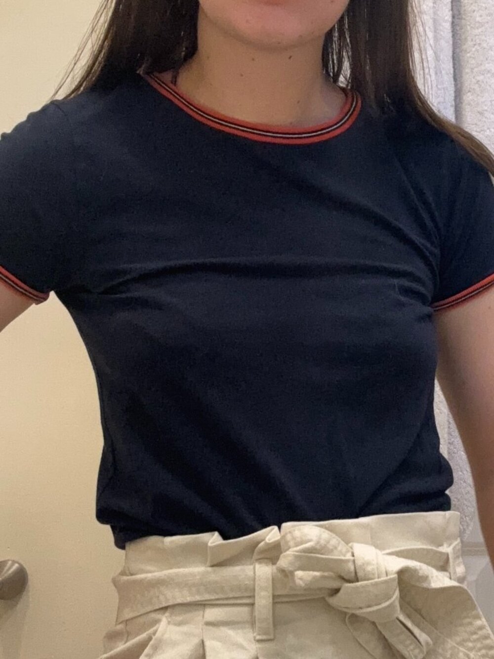Forever 21 Navy Ringer Tee (Red/White Trim)